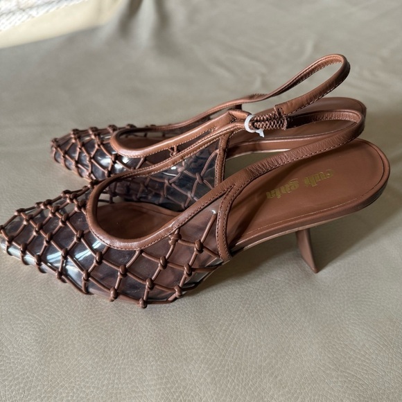 CULT GAIA
Soray 75 Knotted Leather And Pvc Slingback Pumps - Picture 9 of 14